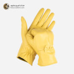 دستکش چرم زنانه مدل هاله رنگ زرد | هانا چرم مشهد