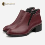 نیم بوت چرم زنانه زرشکی