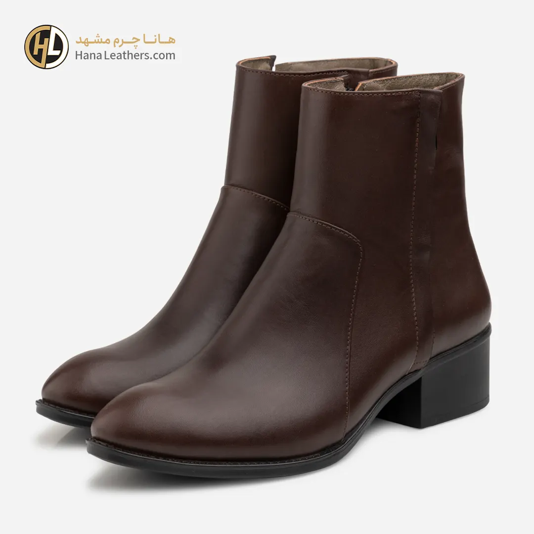 بوت چرم زنانه قهوه ای