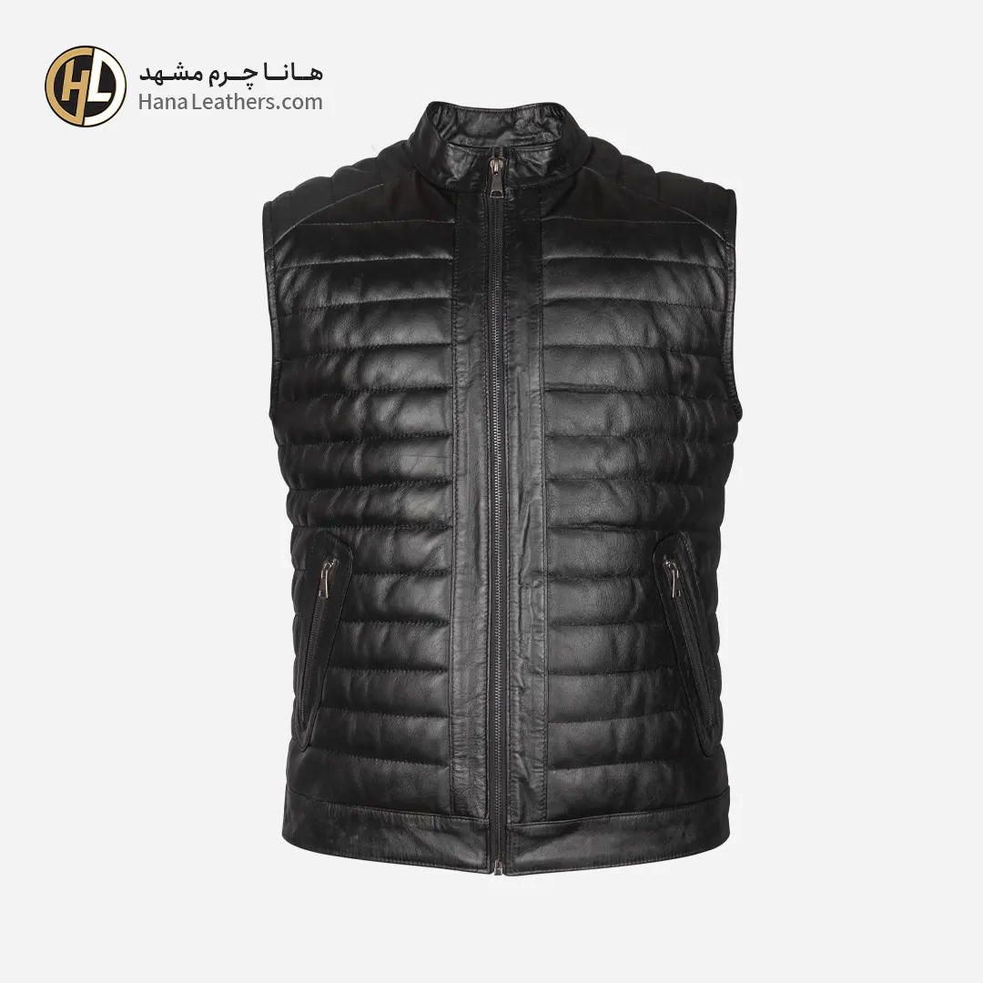 پافر چرم مردانه رنگ مشکی