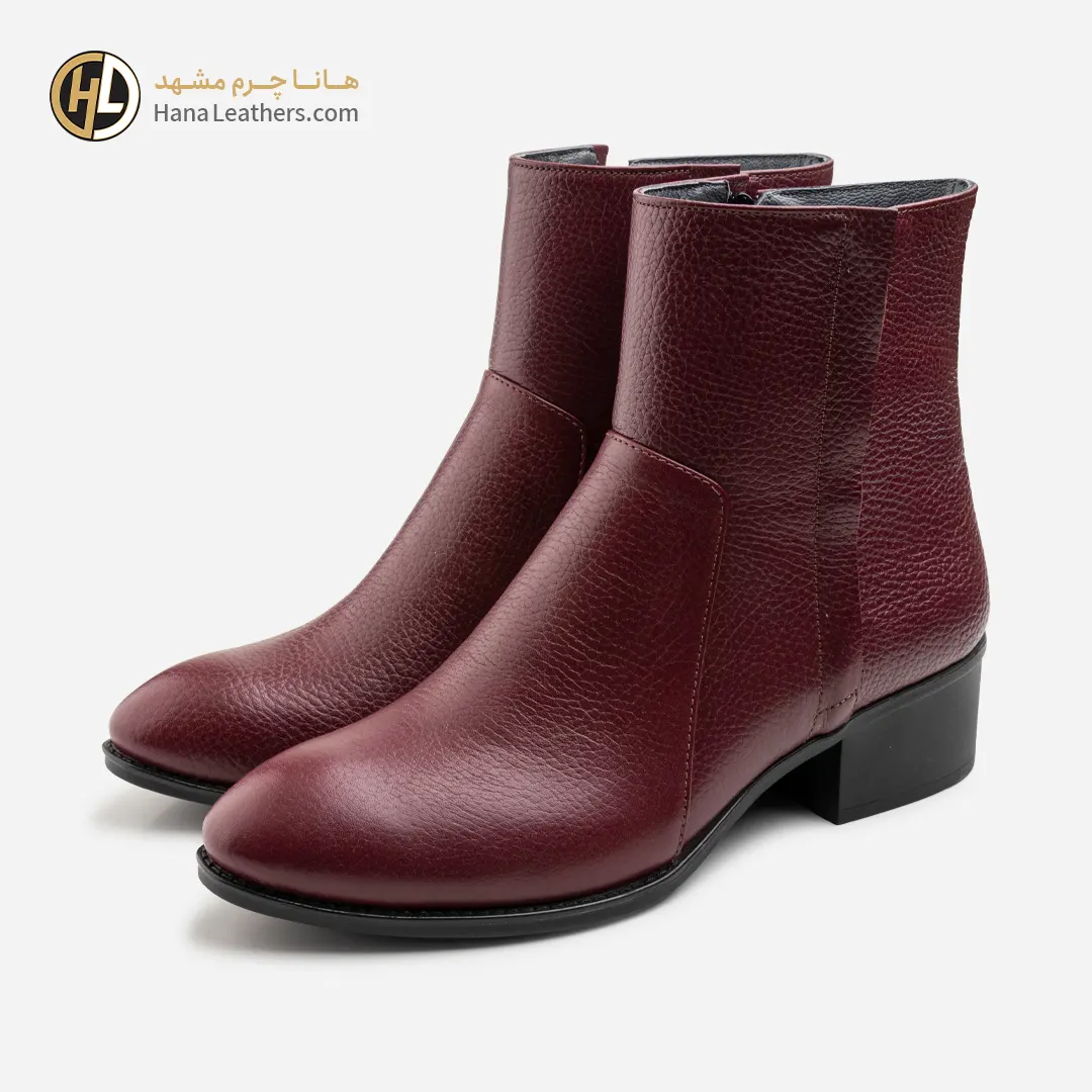 بوت چرم زنانه زرشکی